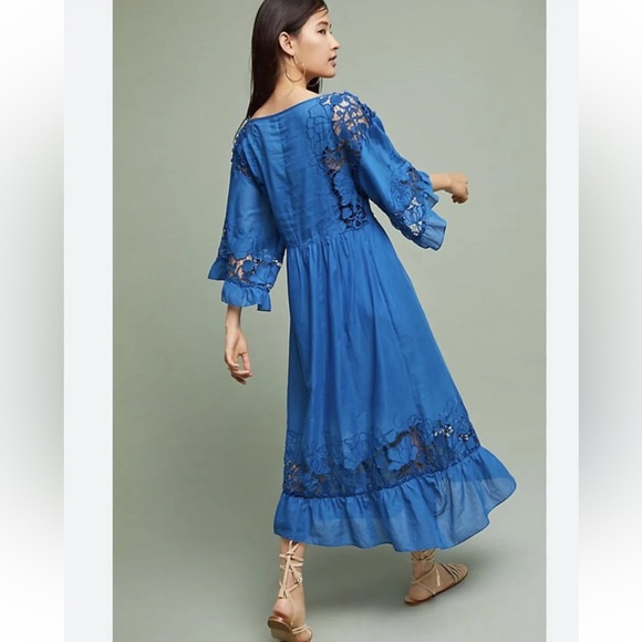 ANTHROPOLOGIE MEADOW FLUTTER-SLEEVE DRESS XS - Picture 3 of 6